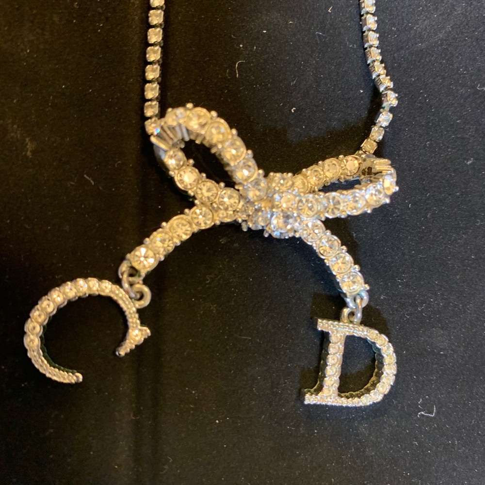 Authentic CHRISTIAN DIOR Rhinestone Bow Necklace